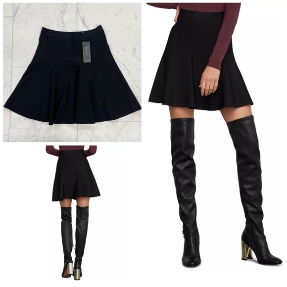 NWT BCBGMaxAzria Black Skater Mini Skirt in Black Size Small